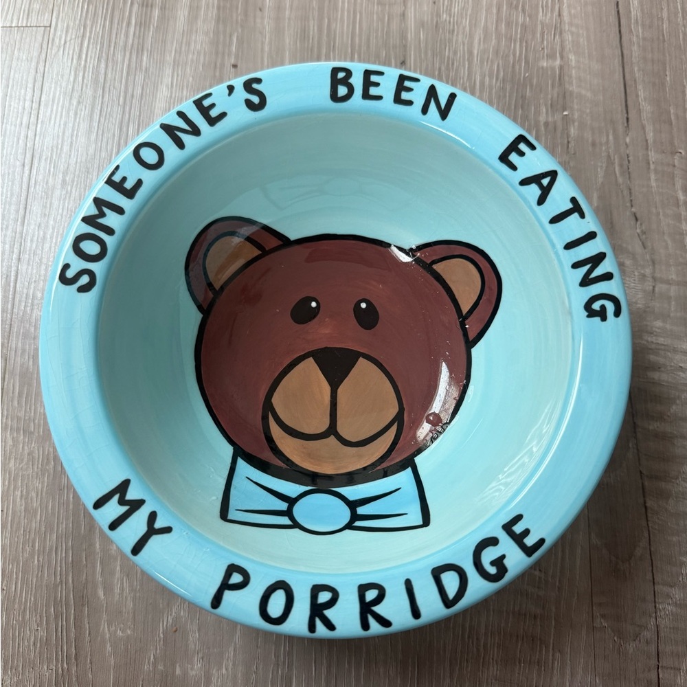 Light Blue Bear Ceramic Kids Bowl - Cute Porridge Dish
